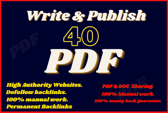 Manually create and upload 40 PDF in high authority s...