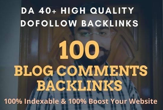 100 Dofollow Blog Comments On HiGH DA 40+ to increase...