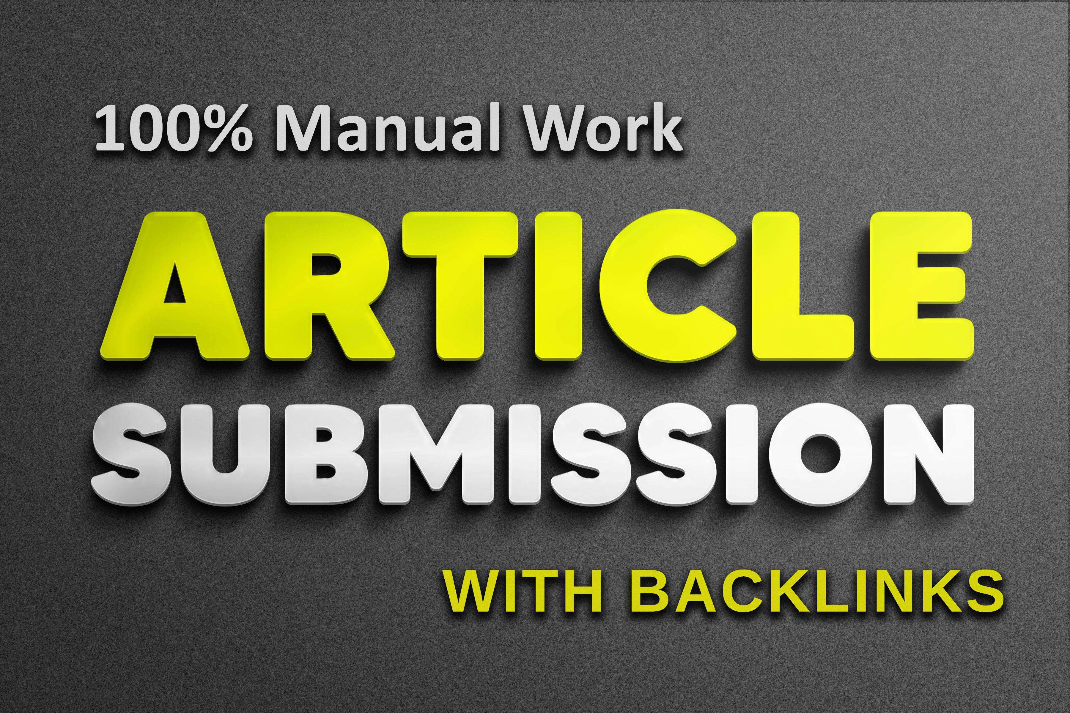 30 Article Submissions with backlinks to get help to ...