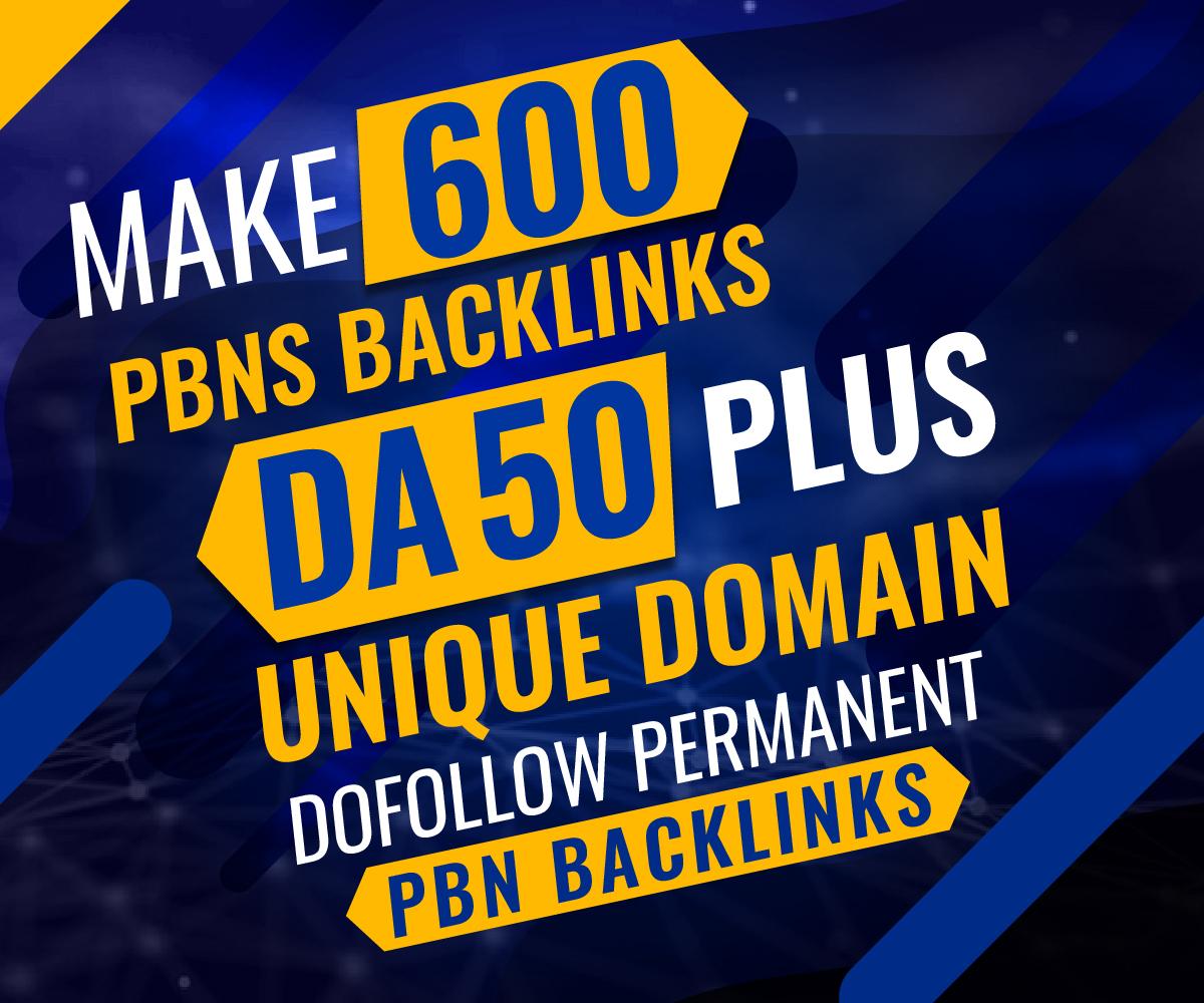 Make 600 PBNs Backlinks DA 50 Plus Unique Domain Dofo...