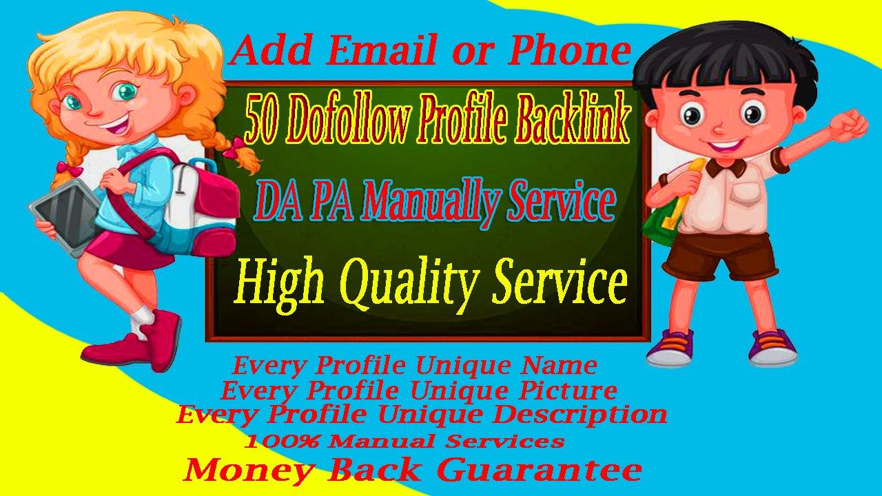 do manually 50 HQ unique profile backlinks
