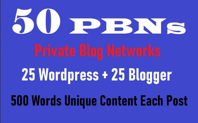 50 PBN POSTs Blogger and WordPress 90 High DA PA Site...