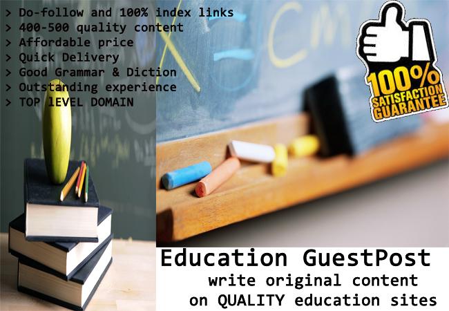 write 2xarticles and publish on 50xTLD education nich...