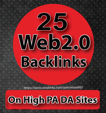 25 Web2.0 Backlinks On 100-80 PA DA Sites Manually Se...