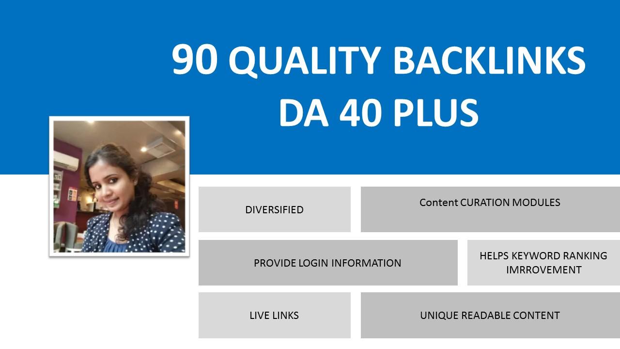 Build 90 Quality Backlinks DA 40 Plus
