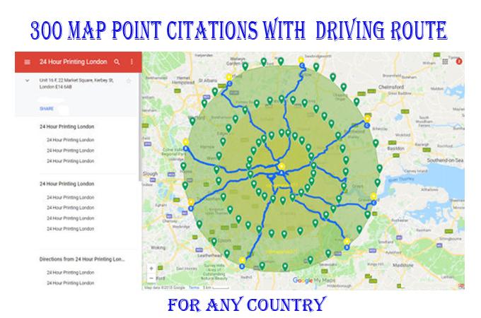 I will do 300 google map point citations with add GEO...