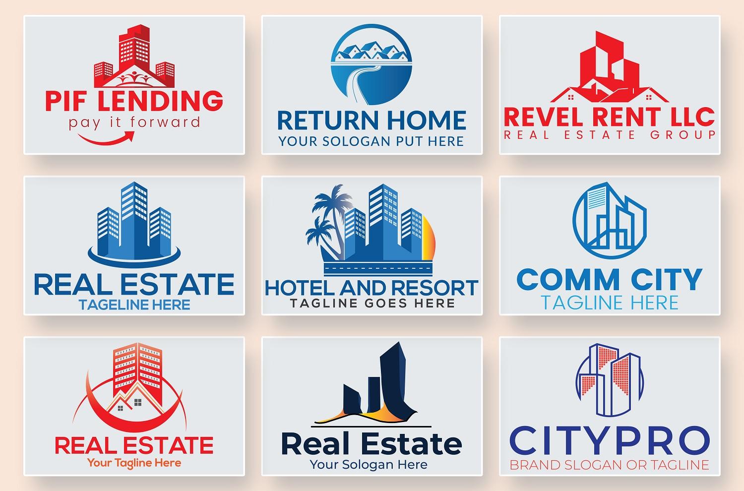 Real Estate Construction Property Home Logo Design in...