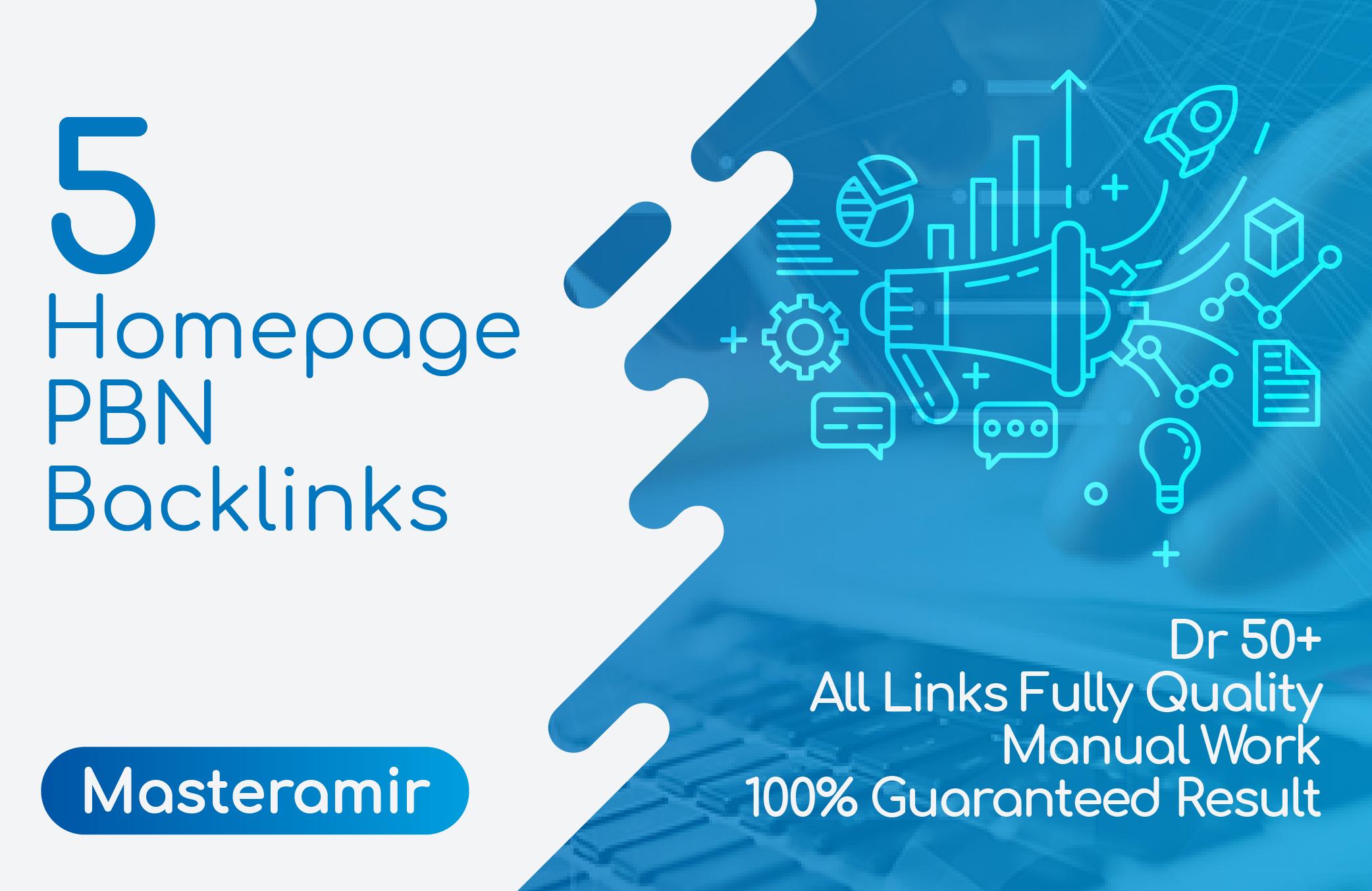 Create 5 Manual Homepage Pbn Backlinks Dr50 to 80