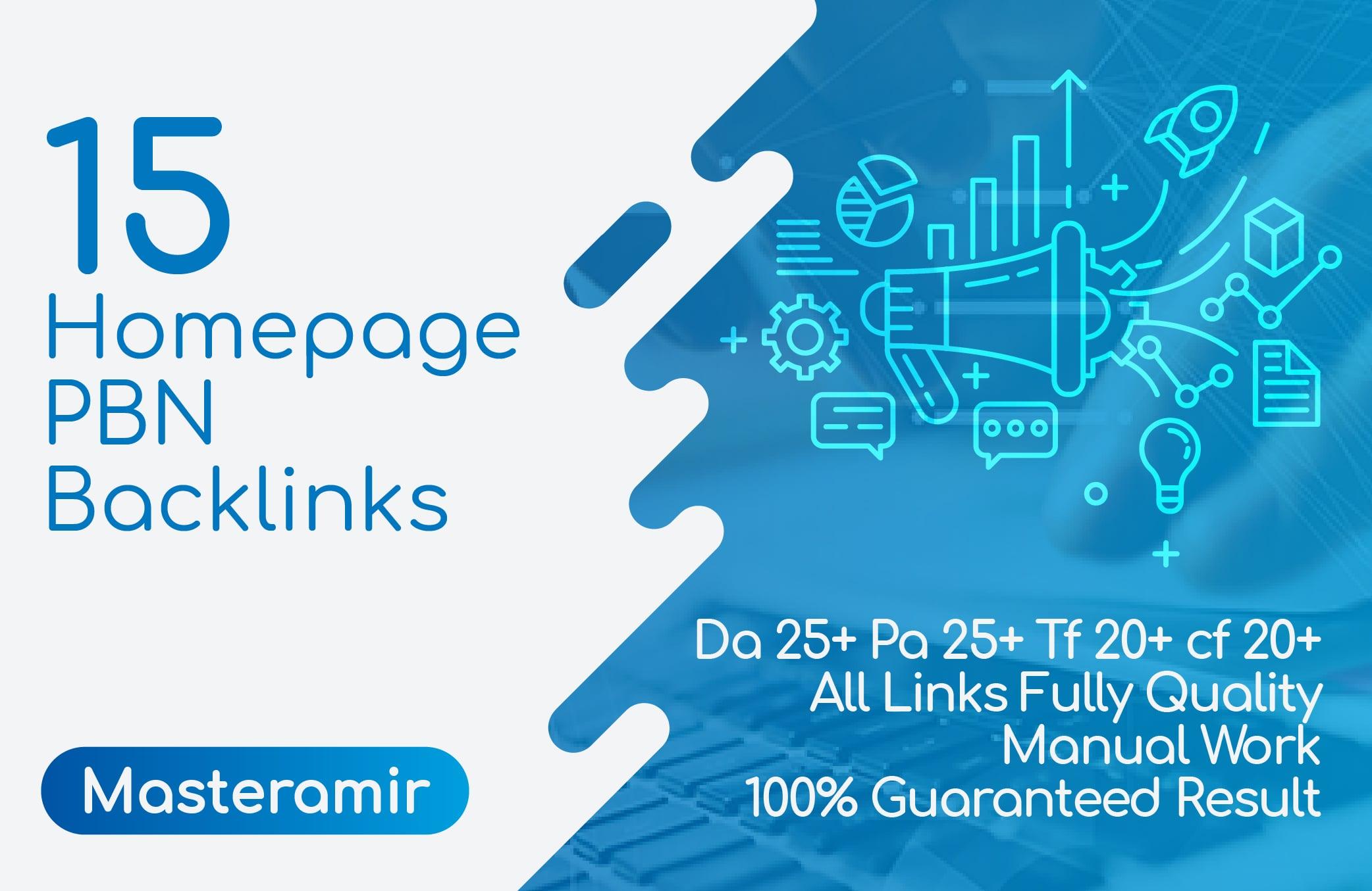 Manual 15 Homepage Pbn Links Da 25+ And Tf 20+