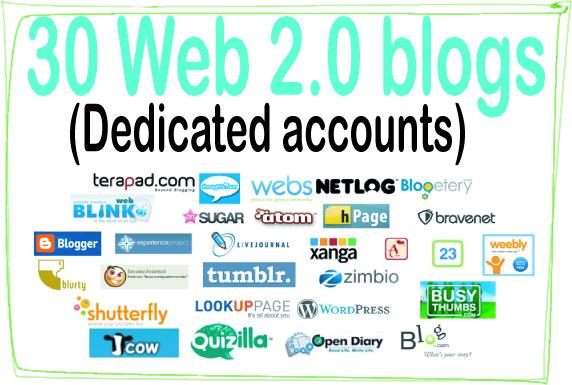 Do 30 Web 2.0 Blogs High-Quality PREMIUM Backlinks To...