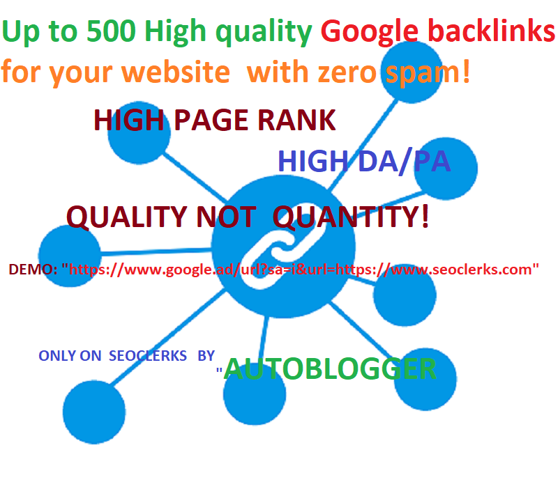 Up to 500 High quality Google backlinks for your webs...
