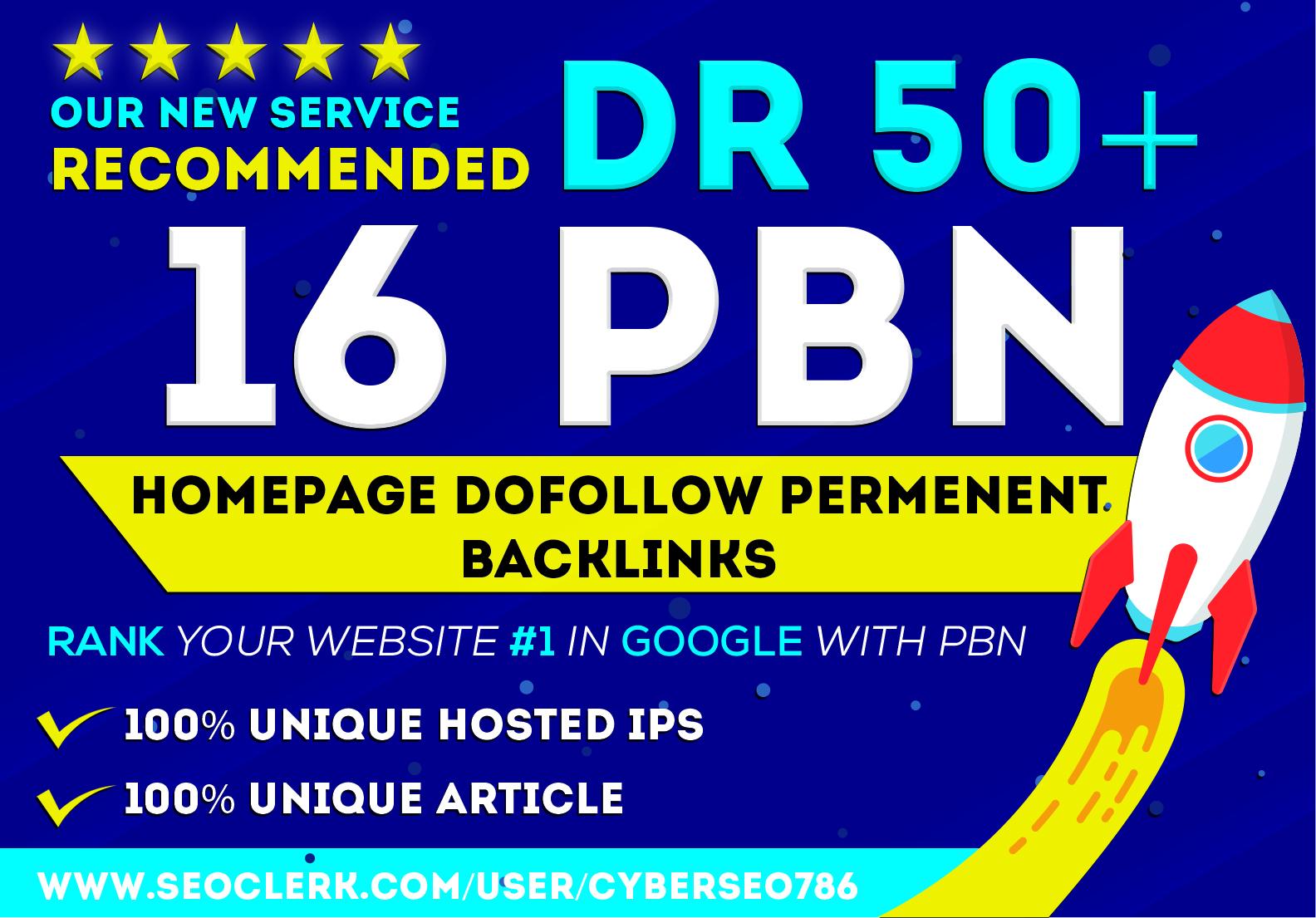I will provide PBN DR 50 to 70 high quality dofollow ...