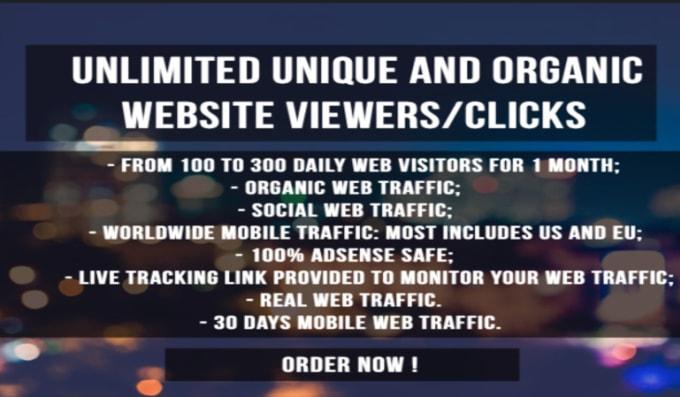 Unlimited 30.000 organic website trackable traffic to...