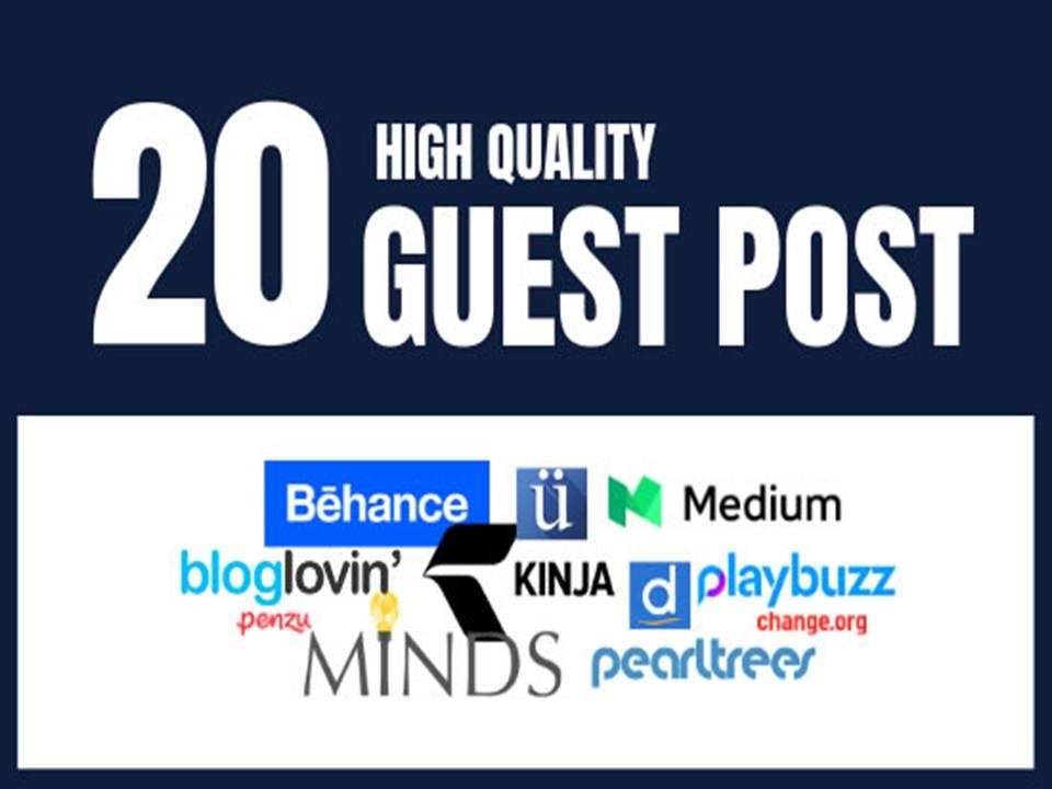I will write content and guest posting on 20 differen...
