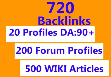 720 backlinks profiles, forum, wiki