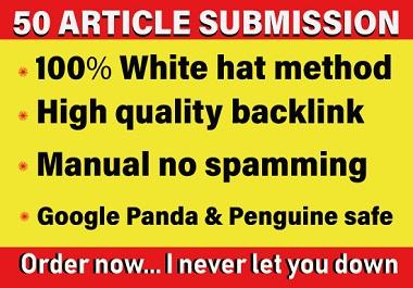 provide 50 dofollow article submission backlinks on h...