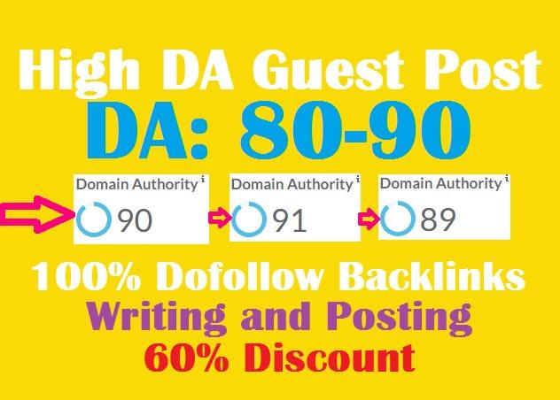 I will publish high da guest dofollow backlinks in 24...