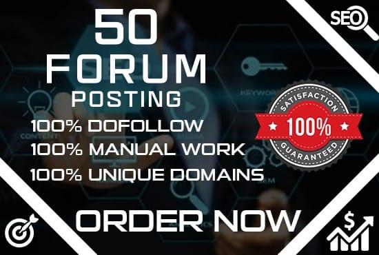 Provide 50 forum posting backlinks on high DA PA