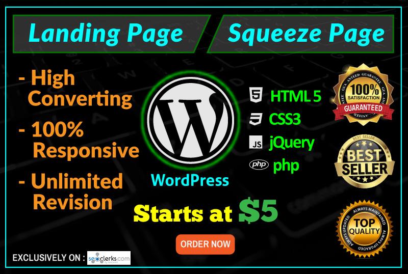 Design Responsive Wordpress Landing Page Or Squeeze P...