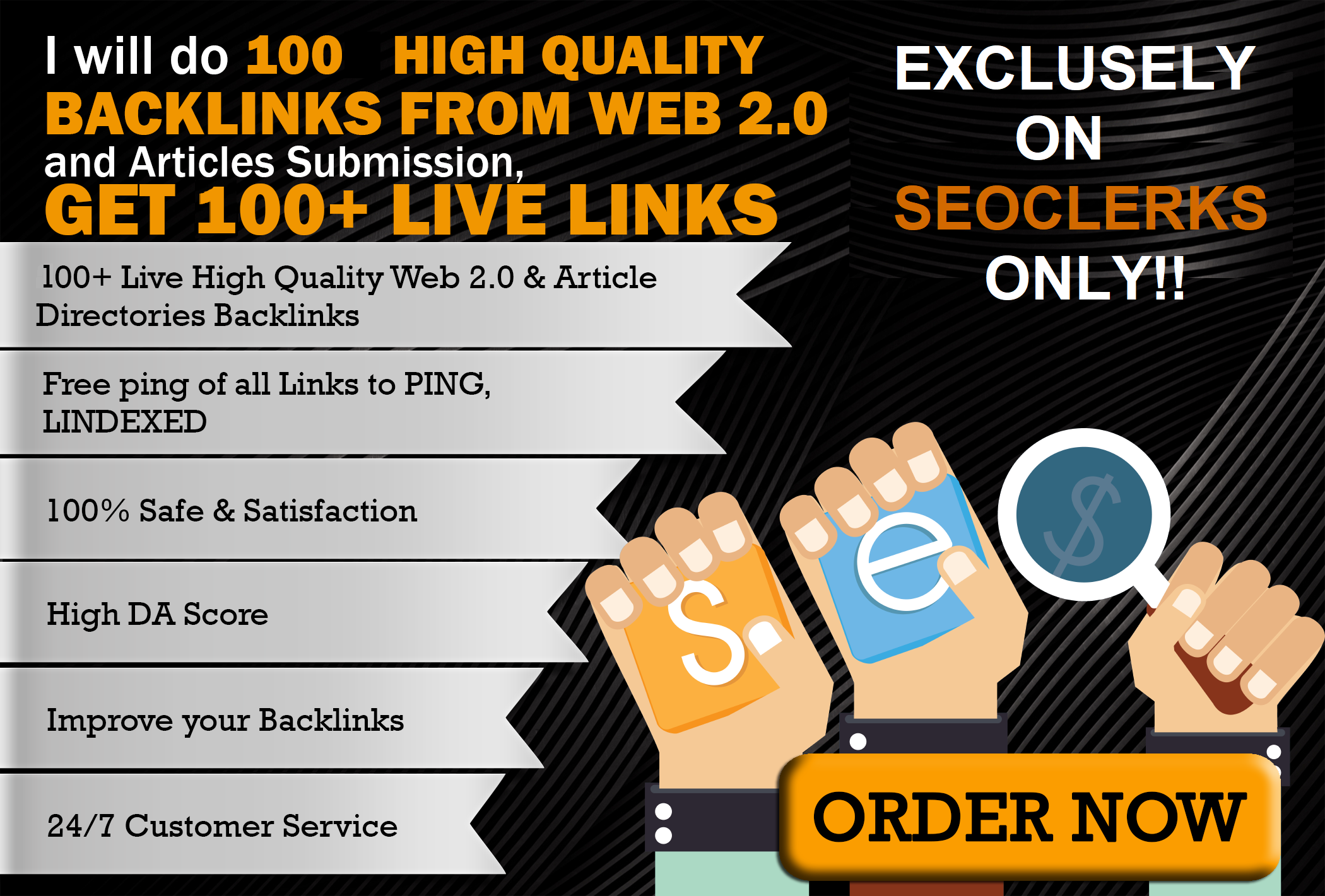 100 high quality seo backlinks from article submissio...