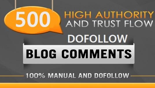 I do provide Manually 500 Dofollow blog comments back...