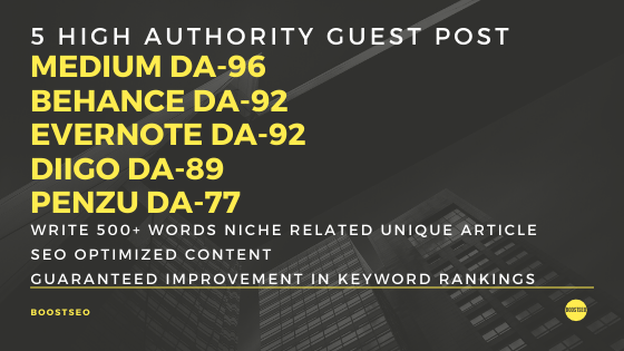 Write and Publish 5 Guest Post on High Domain Authori...