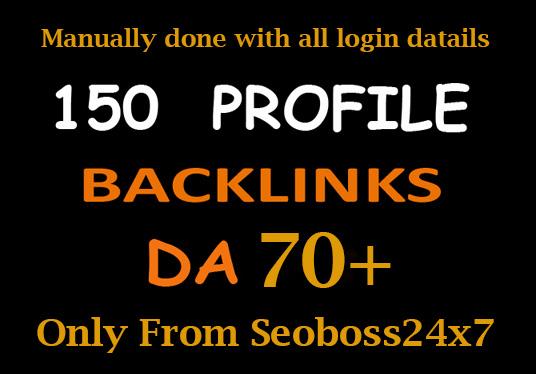 Manually 150 High Authority Profile Backlinks from DA...