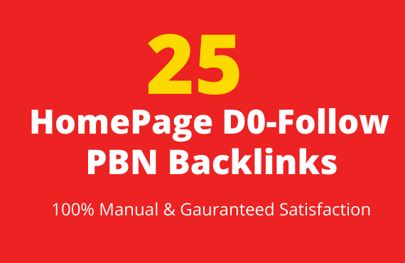 Provide 25 Homepage DoFollow PBN Backlinks Manual