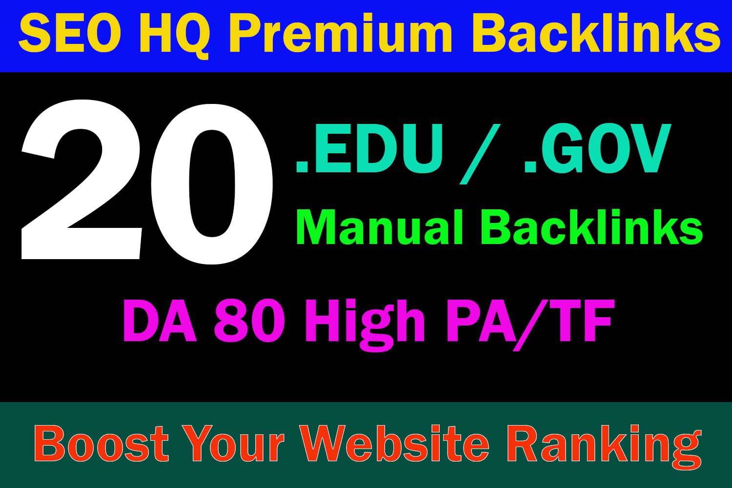 20 EDU/GOV High Authority Dofollow Backlinks To Top D...