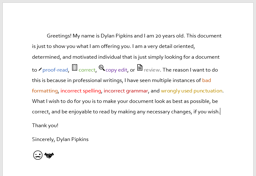 Any document Proof-read, copy-edit, and/or review