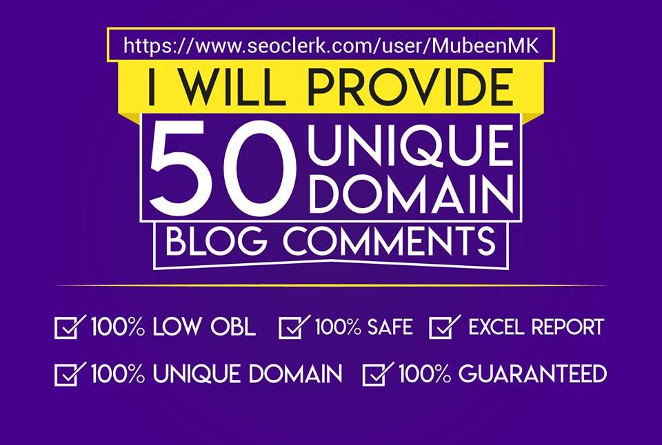 Do 50 Unique Domain And Low Obl Dofollow Blog Comment...