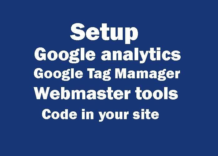 Setup google analytics, facebook pixel, Google Tag ...