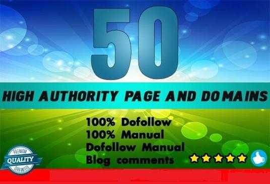 I will make high da pa 50 do follow manual blog comme...
