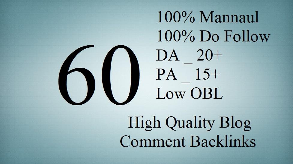 Create 60 DO Follow DA PA Mannual Backlinks