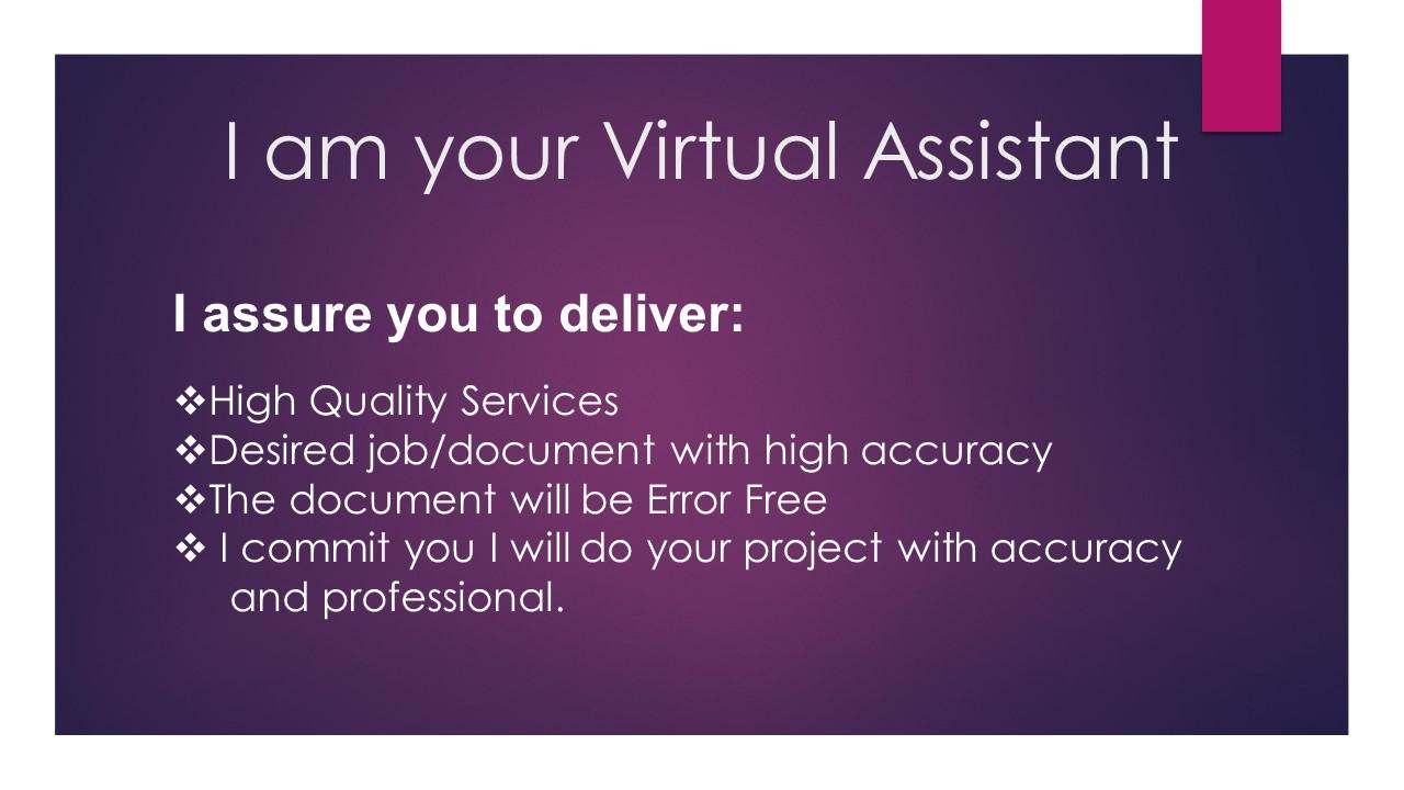 I am a Virtual Assistant Data Entry Research Transcri...
