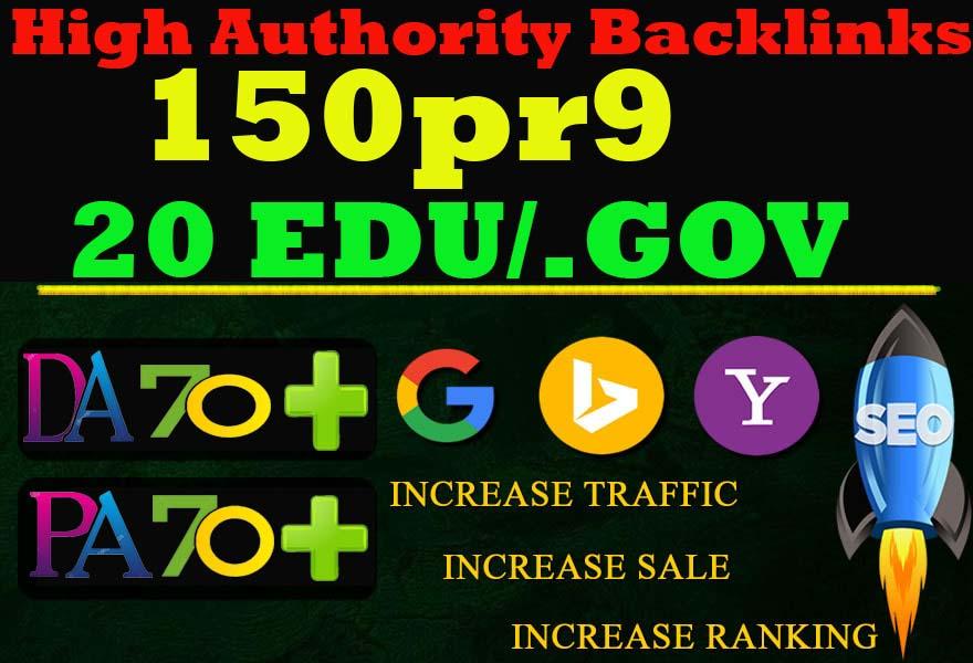 Exclusive 170 Backlink Service-150 PR9 DA 80-100 + 20...