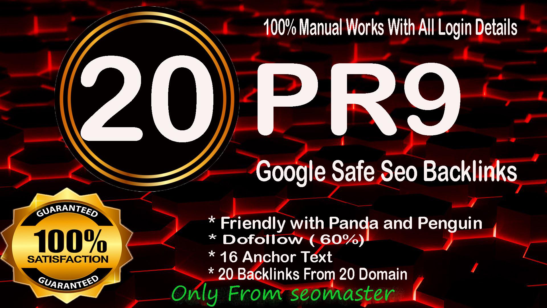 Manually Create DA 80+ High PR9 20 Safe Seo