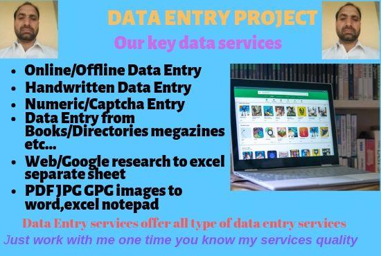 I am Providing Data Entry/Typing Services within 24 h...