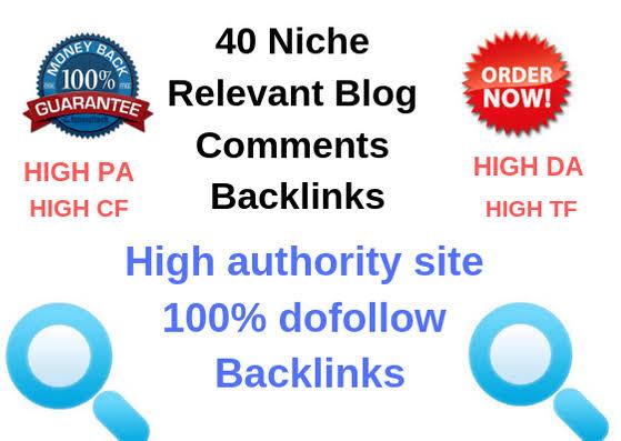 40 Niche Relevant Blog comments Backlinks