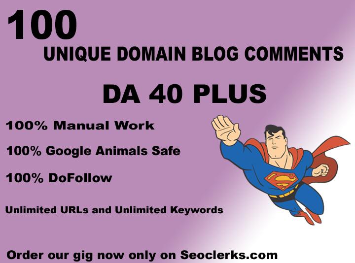 I will do 100 unique high authority backlinks on DA40...