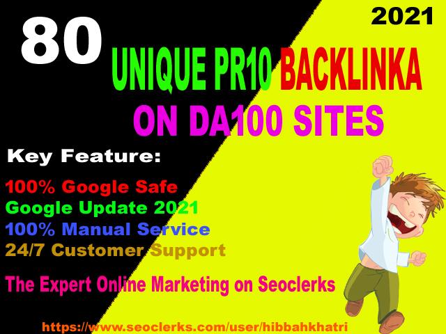 I will do 80 unique pr10 backlinks on da100 sites