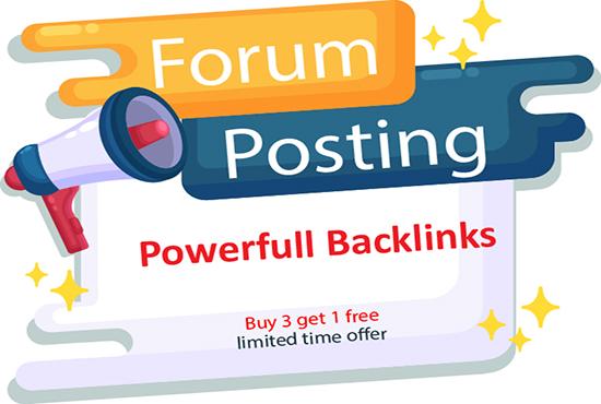 I will create manually 50 forum posting SEO backlinks...