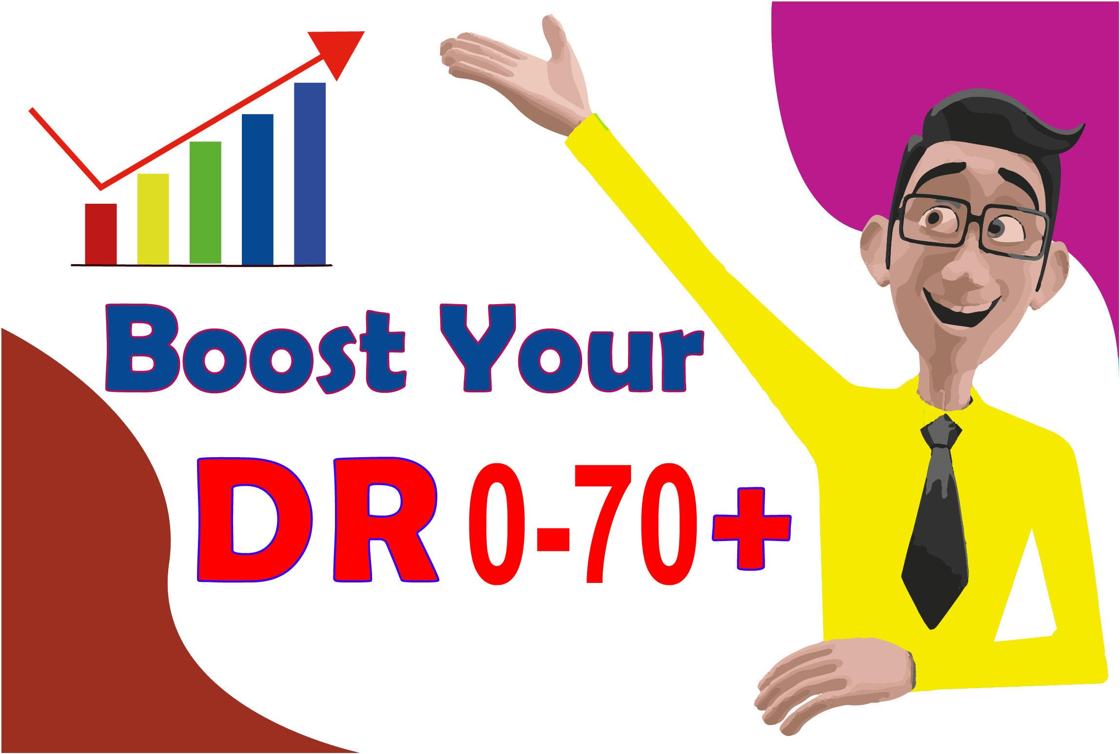 I will increase domain rating ahrefs DR 0 to 70+ guar...