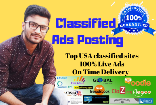 I will post your ads on 30 classified sites manually