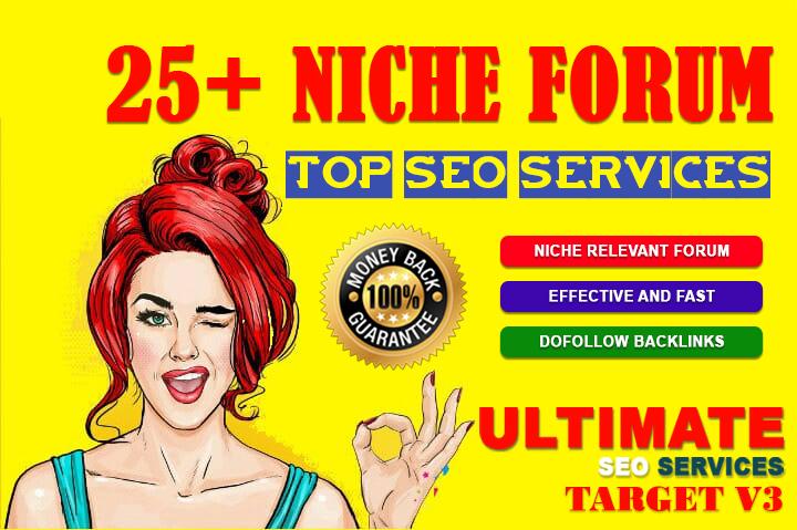 High Quality 25 Niche Relevant Forum Posting Backlink...