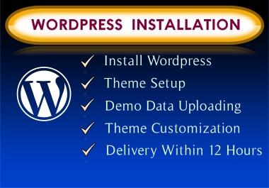 WordPress installation, theme setup, plugin install...
