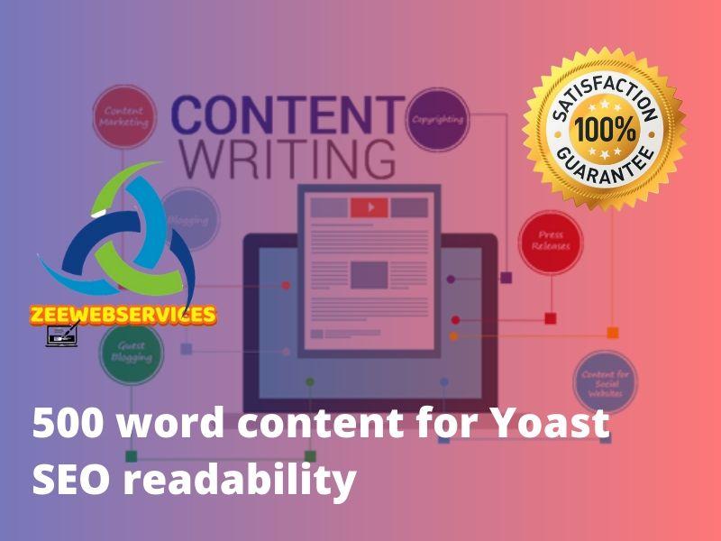 500 words orignal seo content with yoast SEO readabil...