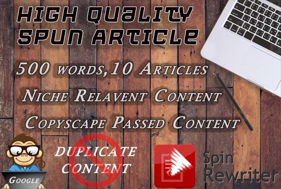 write high quality spun article, 500 words 15 Articl...