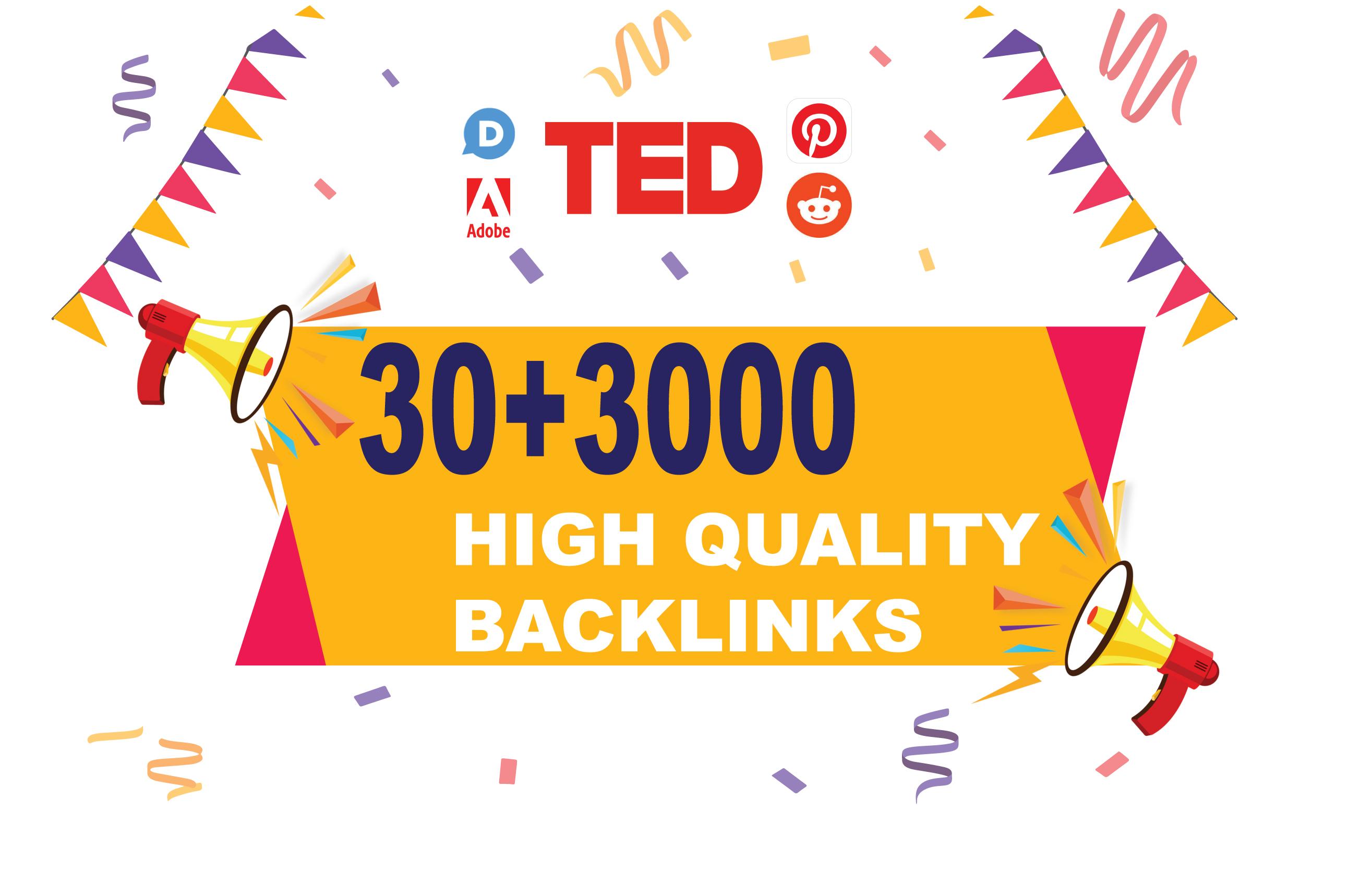 30 + 3000 High Authority SEO Backlinks
