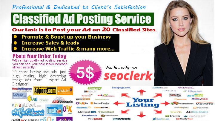 do PROFESSIONAL Ads Posting on TOP Classified sites o...
